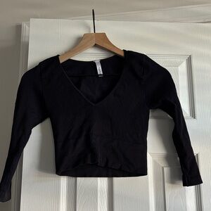 Nikibiki Black Ribbed V-Neck Bodysuit